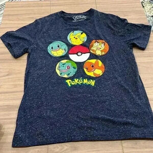 Pokémon Men's Heather Navy Original Pokémon Characters Graphic tee Shirt Medium